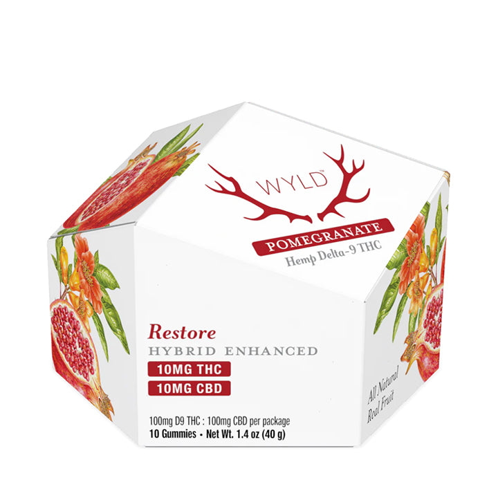 Wyld | Restore Delta-9 THC+CBD Gummies 10mg (Hybrid) - Pomegranate