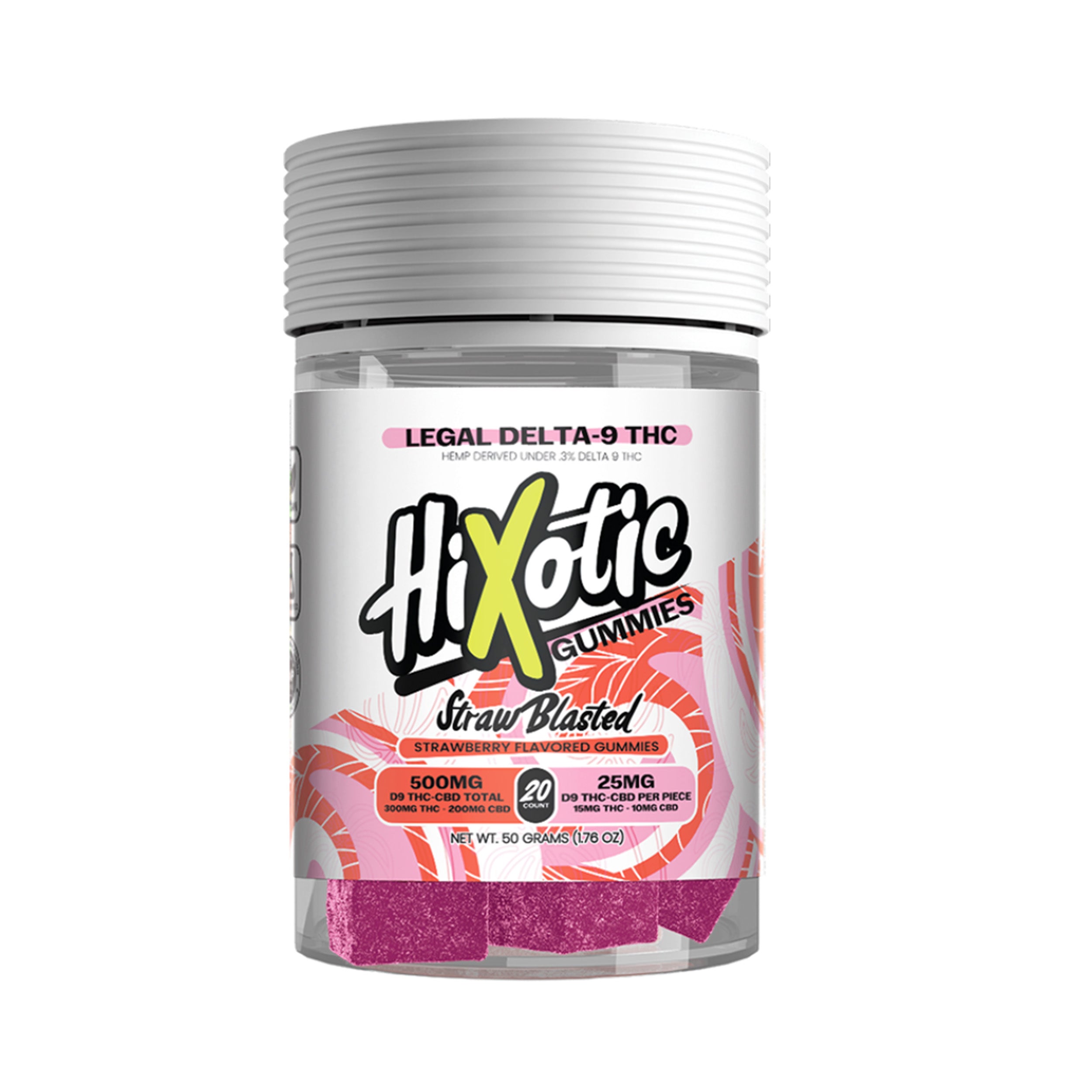 HiXotic | Delta 9 THC 500mg Gummies - Strawblasted (Hybrid) - 20ct