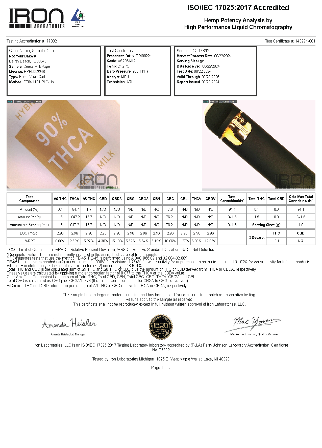 Not Your Bakery | THCA Disposable Vape 1g - Cereal Milk (Hybrid) Pure CBD Not Your Bakery | THCA Disposable Vape 1g - Cereal Milk (Hybrid) Pure CBD